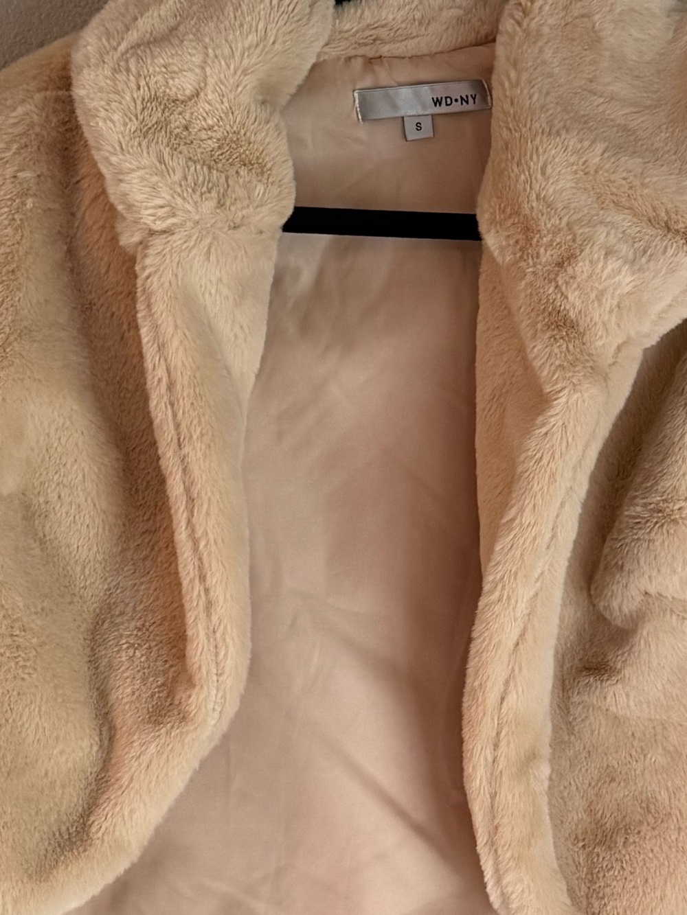 WD.NY Cream Plush Faux Fur Cropped Jacket